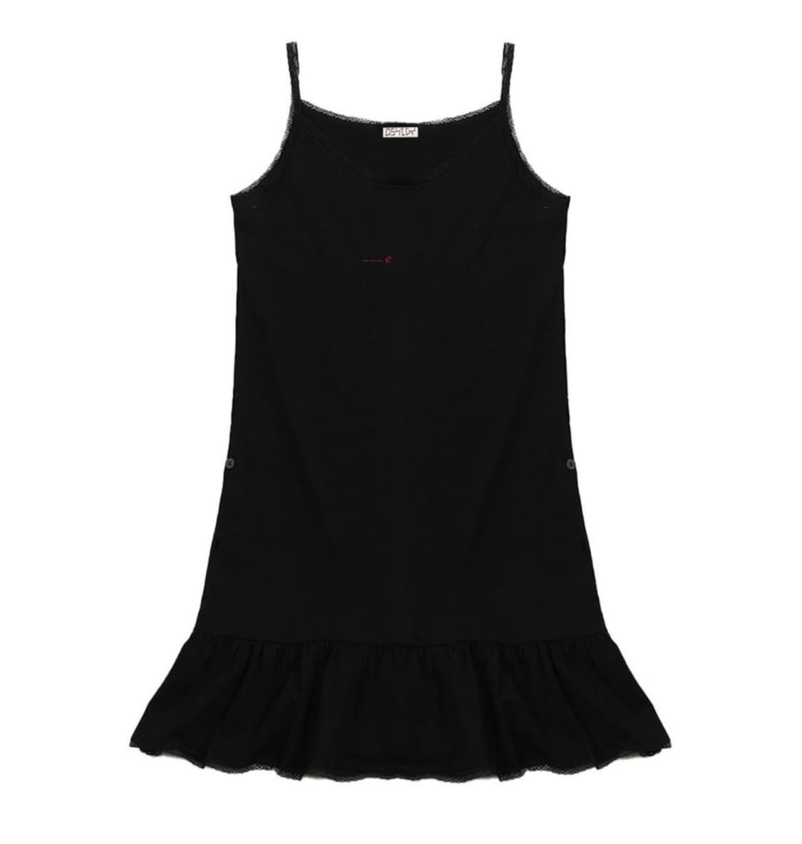 Lace Button Dress Black 상품이미지1