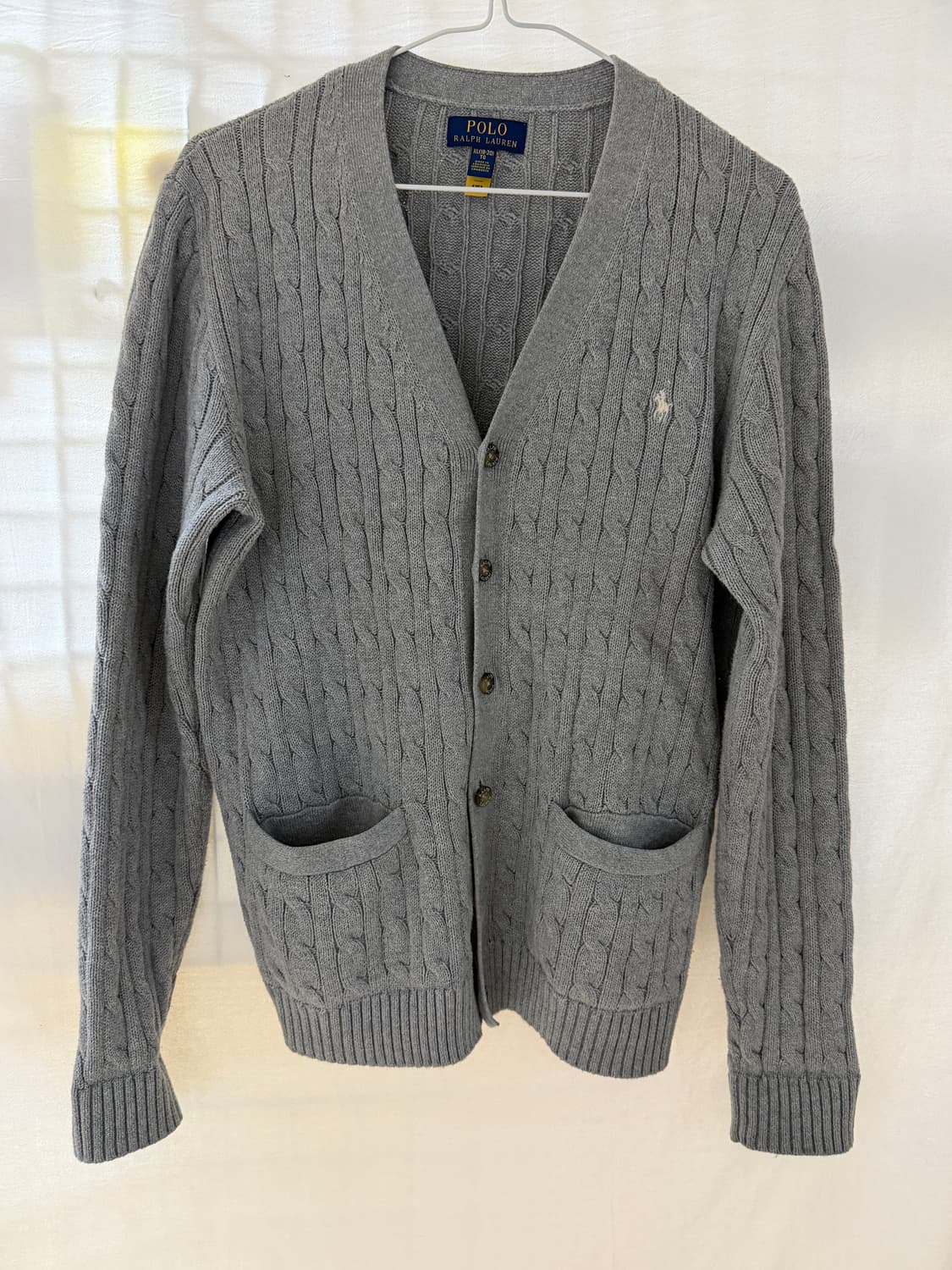 폴로 보이즈 케이블 니트 가디건 그레이 XL 상품이미지1