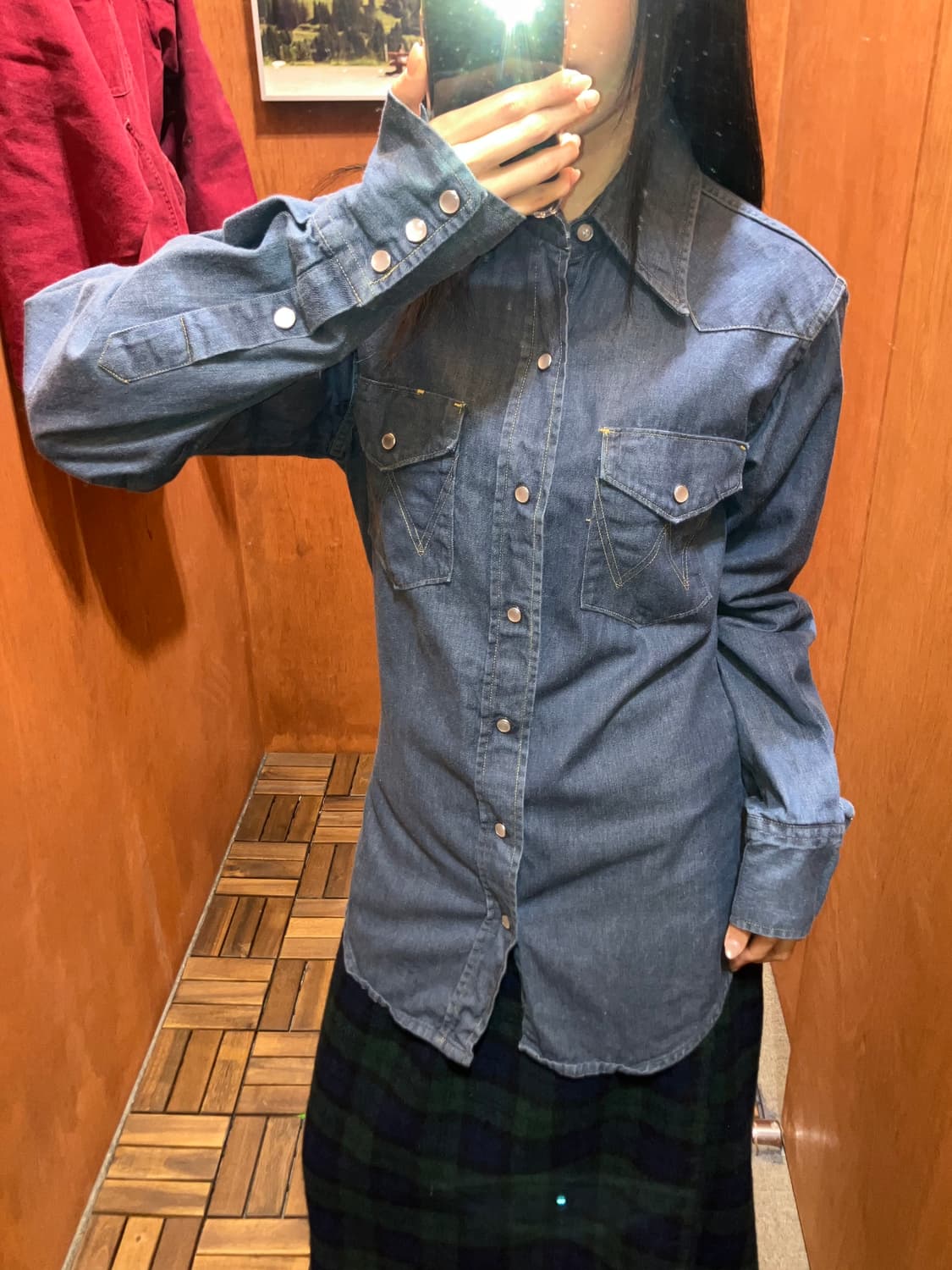 60~70s Wrangler 랭글러 웨스턴 데님 셔츠 슬림핏 상품이미지1