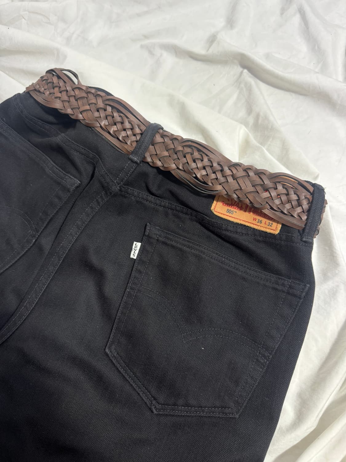 빈티지 웨스턴 오벌 버클 브레이드 레더 벨트 상품이미지2