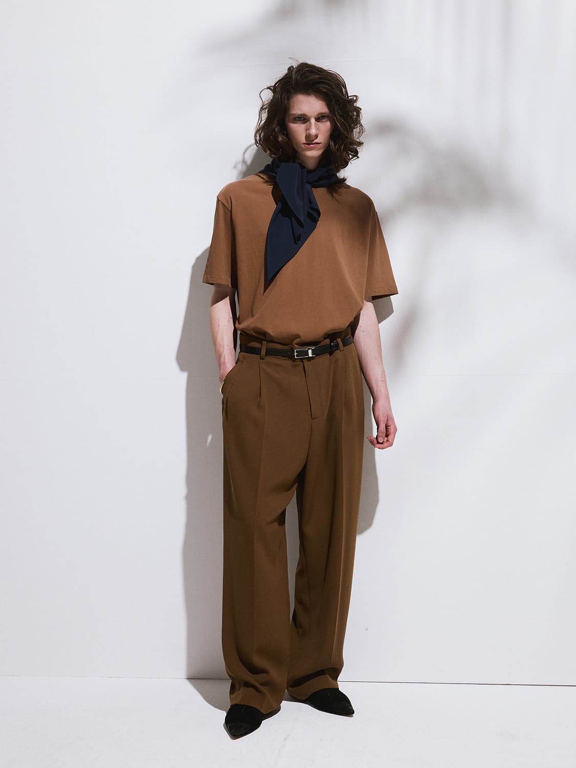 렉토 26SS 절개 자수 오버핏 코튼 반팔 티셔츠 토바코 상품이미지4