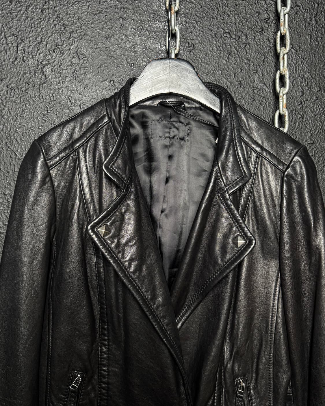 Stud Detail Leather Rider Jacket 상품이미지8