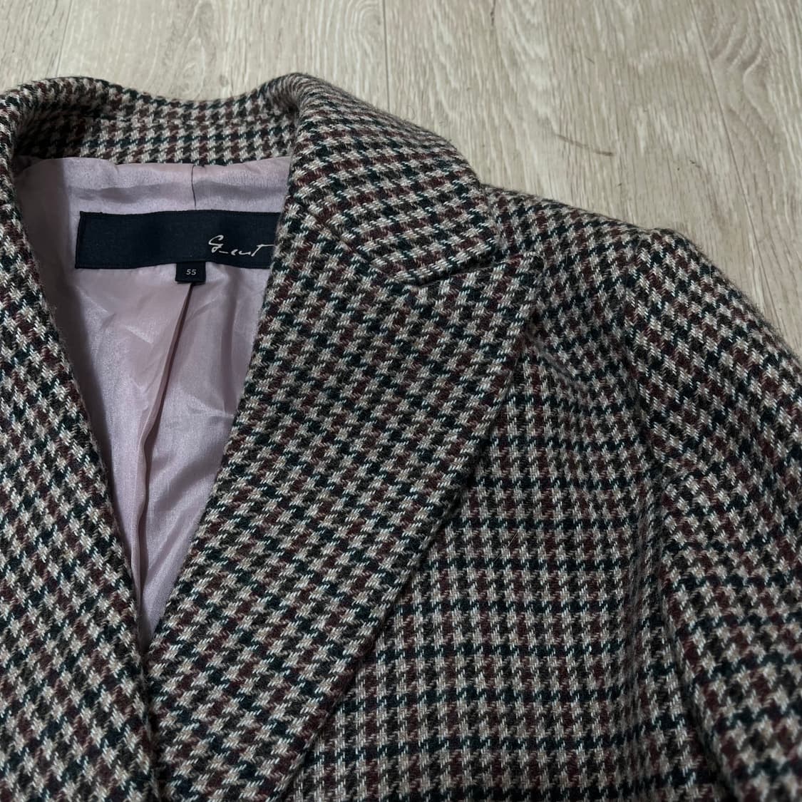 지컷 여성 체크 모직 더블 코트 55 상품이미지3