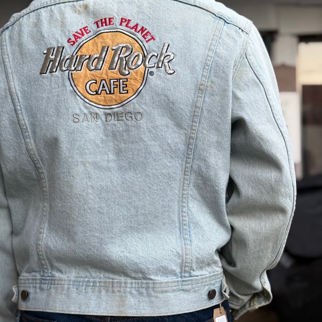 90's Lee x 하드록 카페 데님 트러커 자켓 M 상품이미지8