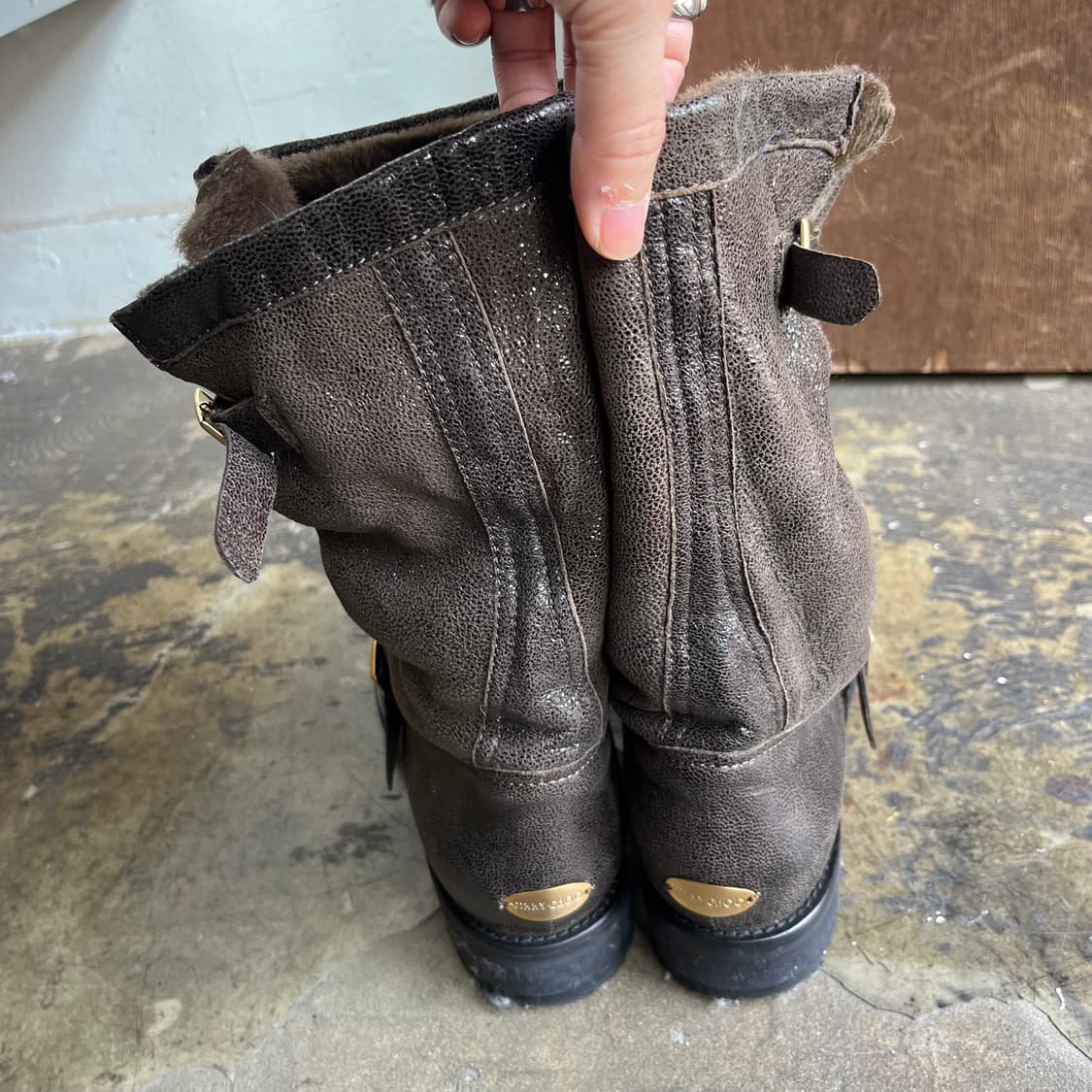 지미츄 글리터 안감 퍼 엔지니어 부츠 상품이미지5