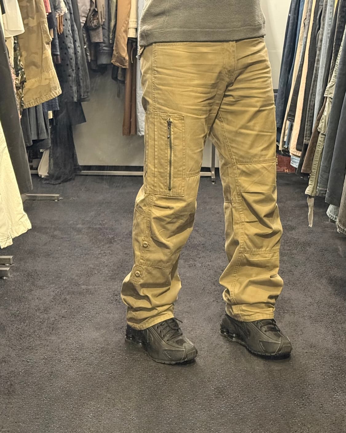 일본 워크 아미 밀리터리 멀티 포켓 베이지 빈티지 파라슈트 카고 와이드  상품이미지1