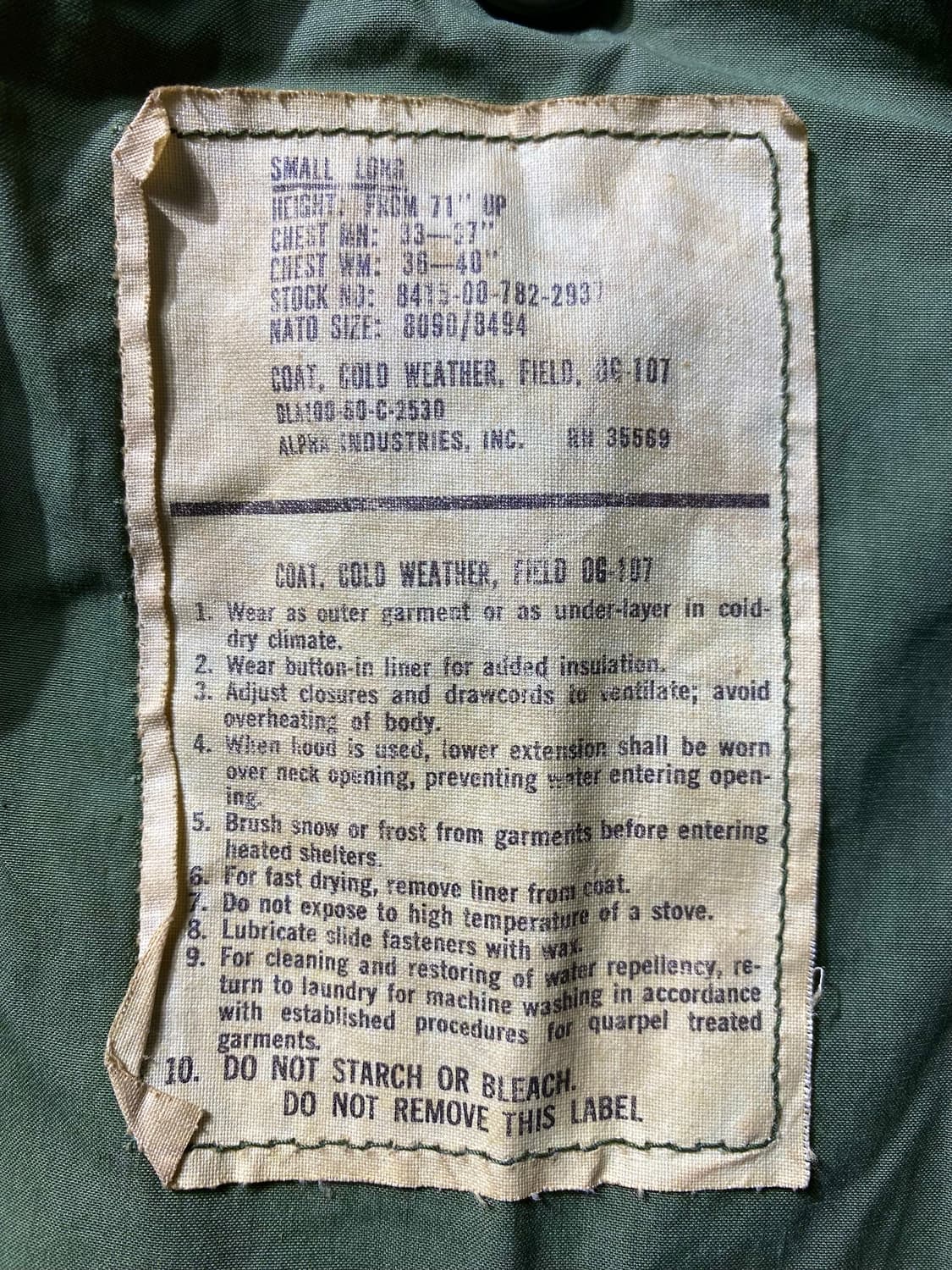 [US S] 80s 알파인더스트리 오리지널 M65 미군 필드자켓 상품이미지8