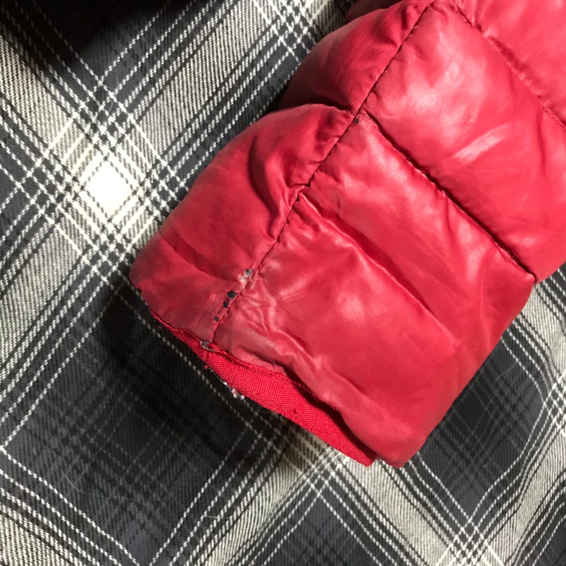 90s 재팬 딥레드 경량 덕 다운 쇼트 패딩 상품이미지5