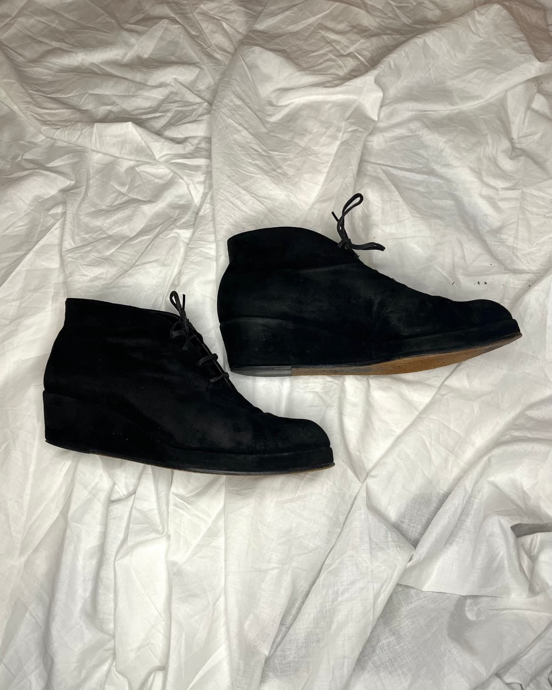 꼼데가르송 트리콧 블랙 스웨이드 웨지 레이스업 앵클부츠 상품이미지3