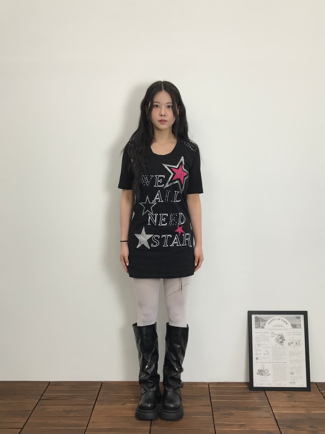 Vintage Y2k Black Star Graphic T-shirts 상품이미지1