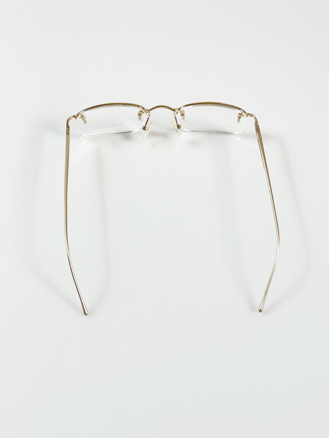 90s TITANIUM OPTICAL 골드 반무테 스퀘어 빈티지 안경 상품이미지5