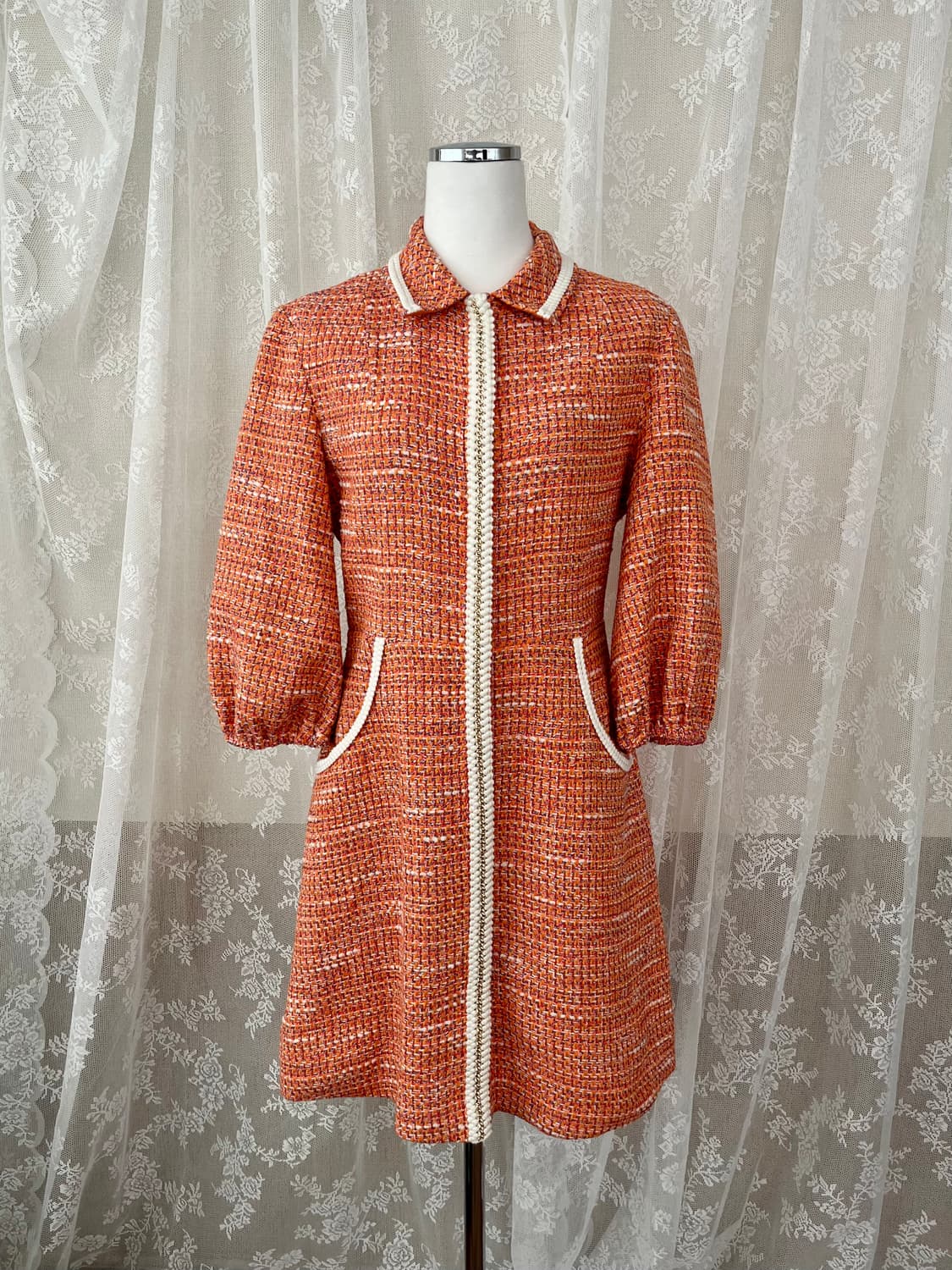 36) 마쥬 maje 트위드 원피스 오렌지 상품이미지1