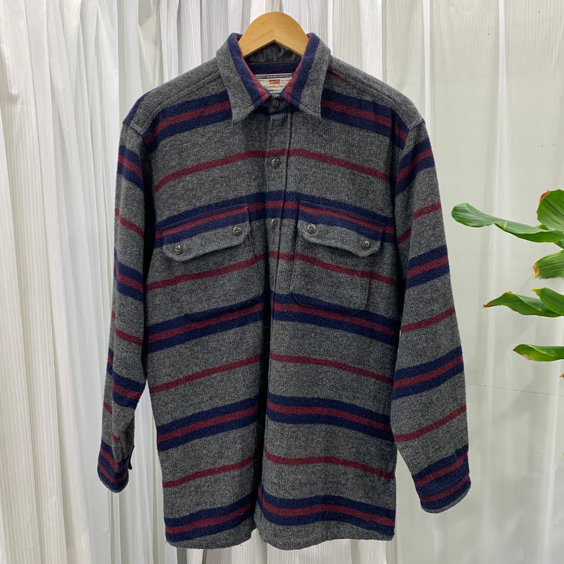 90's 리바이스 빈티지 울 블랜드 스트라이프 셔츠 1771 상품이미지1
