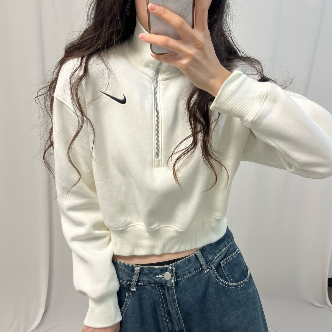 Nike ivory half-zip sweatshirt 상품이미지3