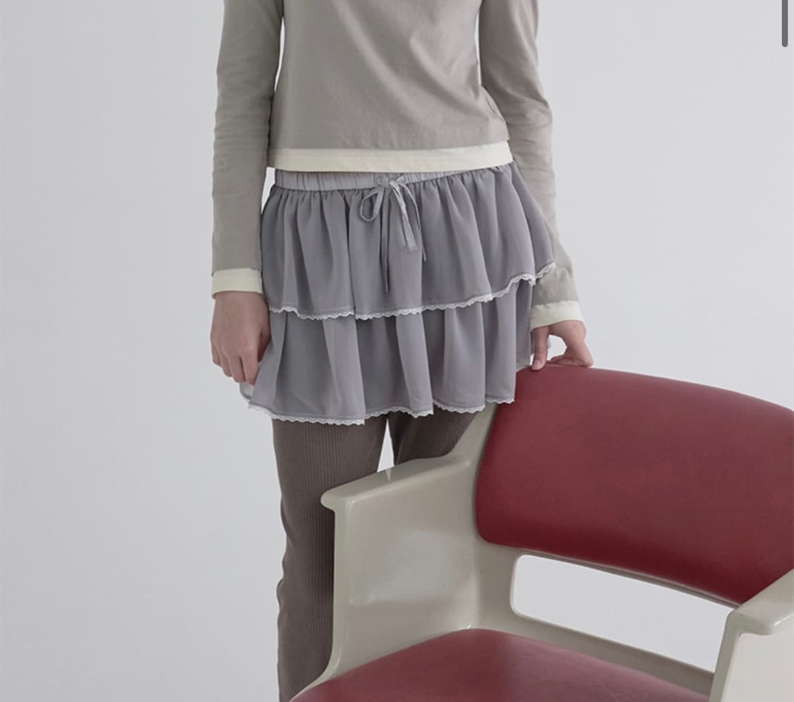 마가린핑거스 레이스 쉬폰 캉캉 스커트 (회색) 상품이미지1