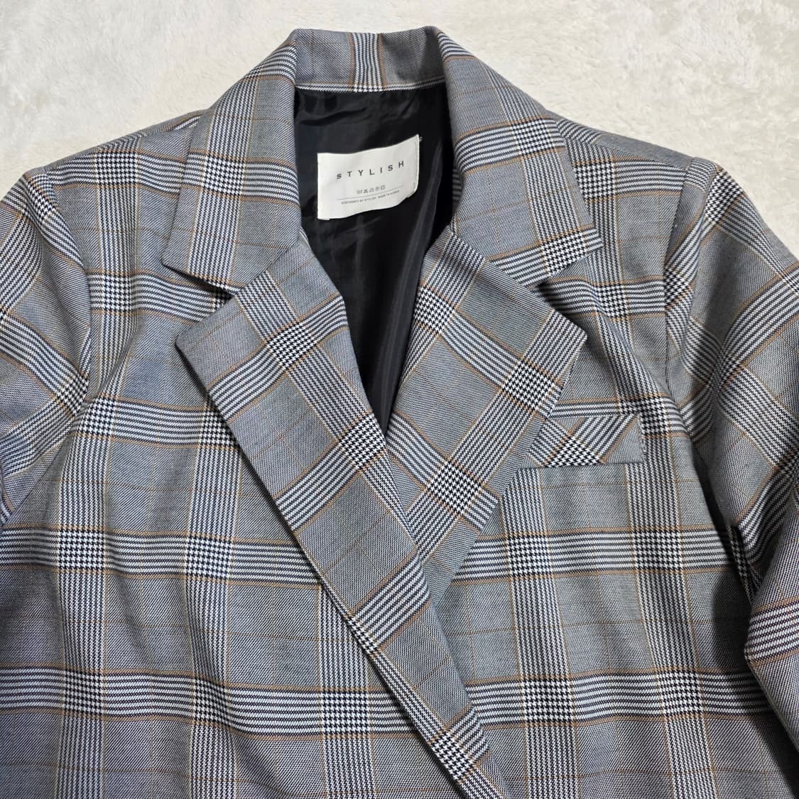 (F)여성 스타일리쉬 체크 더블 자켓 봄가을 간절기 상품이미지2