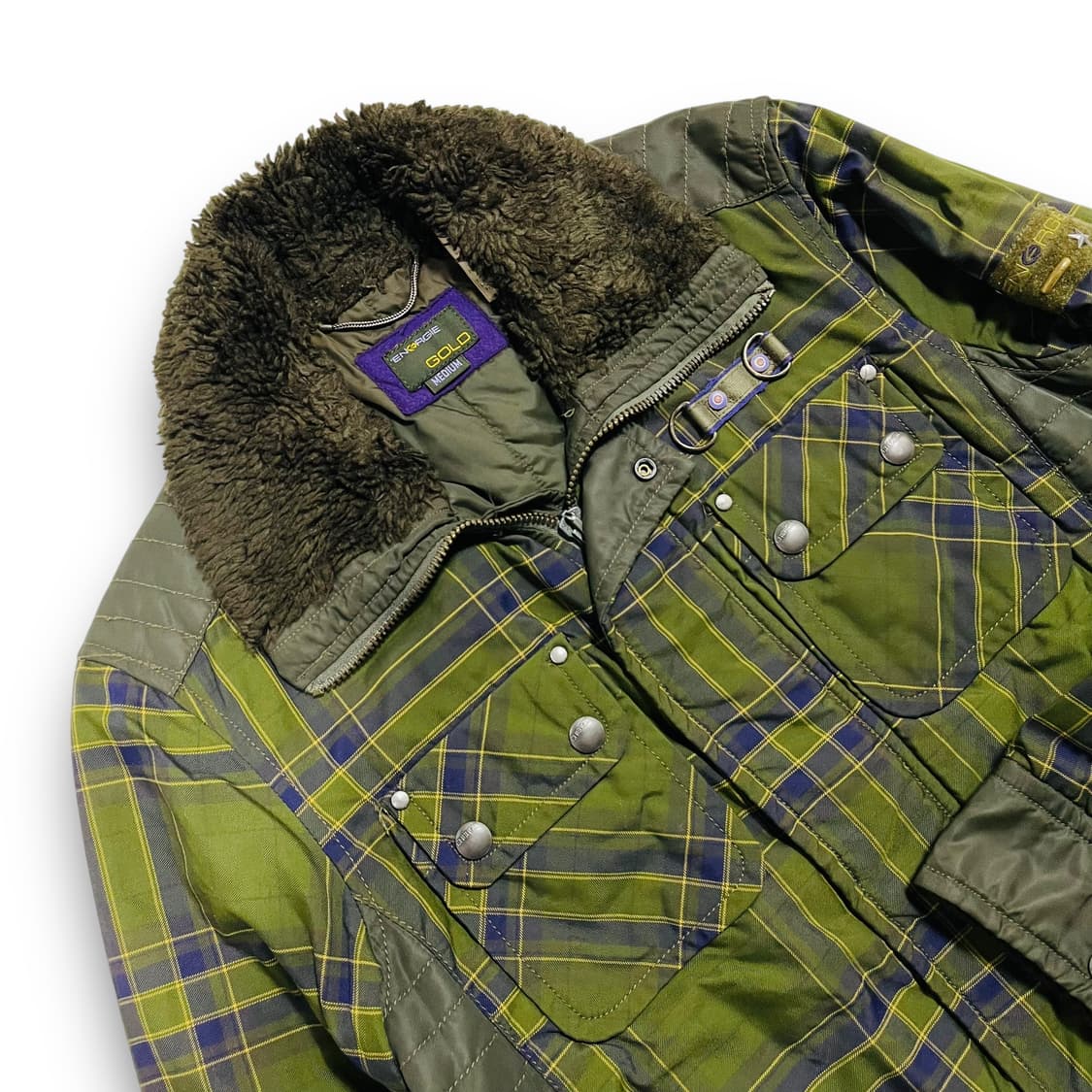 펑크 에너지 골드 그린 타탄체크 빈티지 자켓 상품이미지3