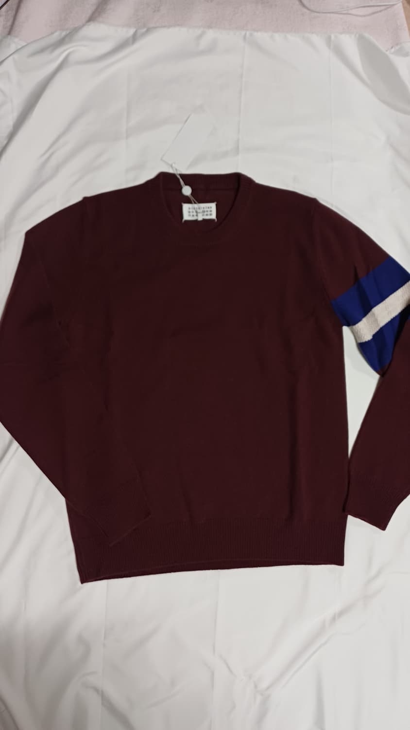 [새제품]XL 마르지엘라 니트 캐시미어 완장 스웨터 버건디 와인 스티치 상품이미지1