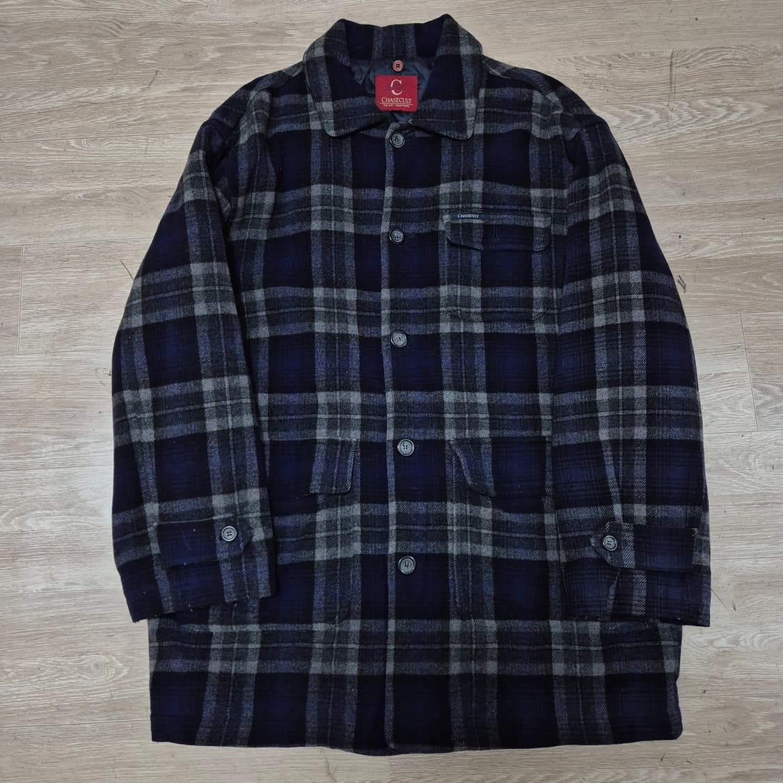 CHASECULT 체이스컬트 누빔 안감 버튼 체크 싱글 코트 L(100) 상품이미지1