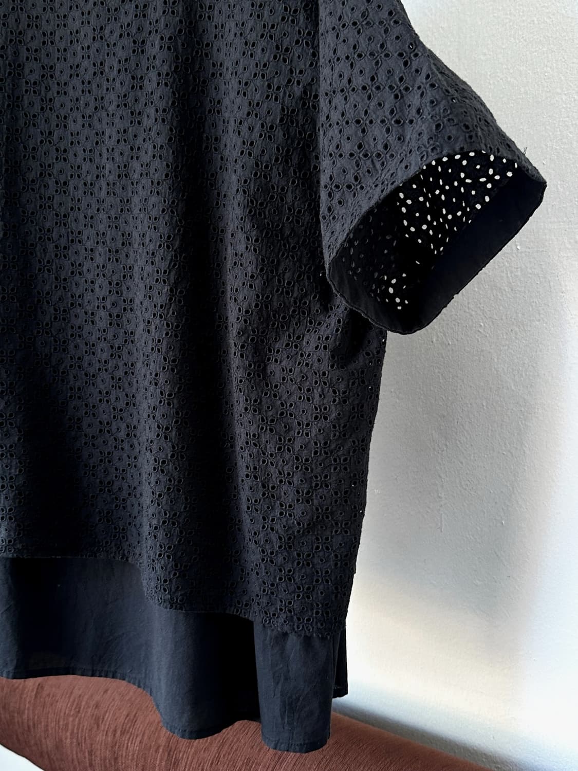 Wide silhouette panel cotton blouse shir 상품이미지3