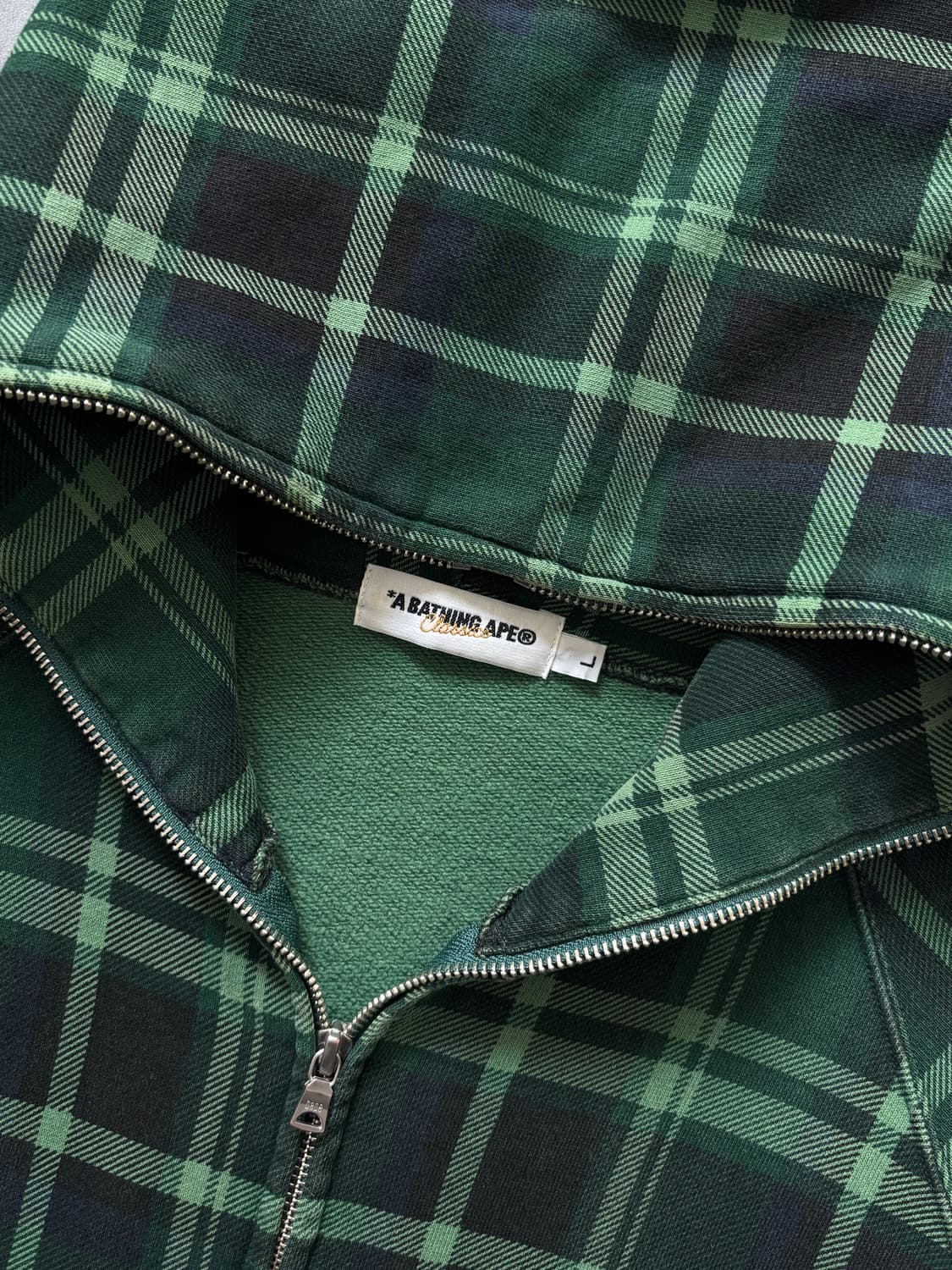 Bape 베이프 그린 체크 패턴 풀집 후디 상품이미지2