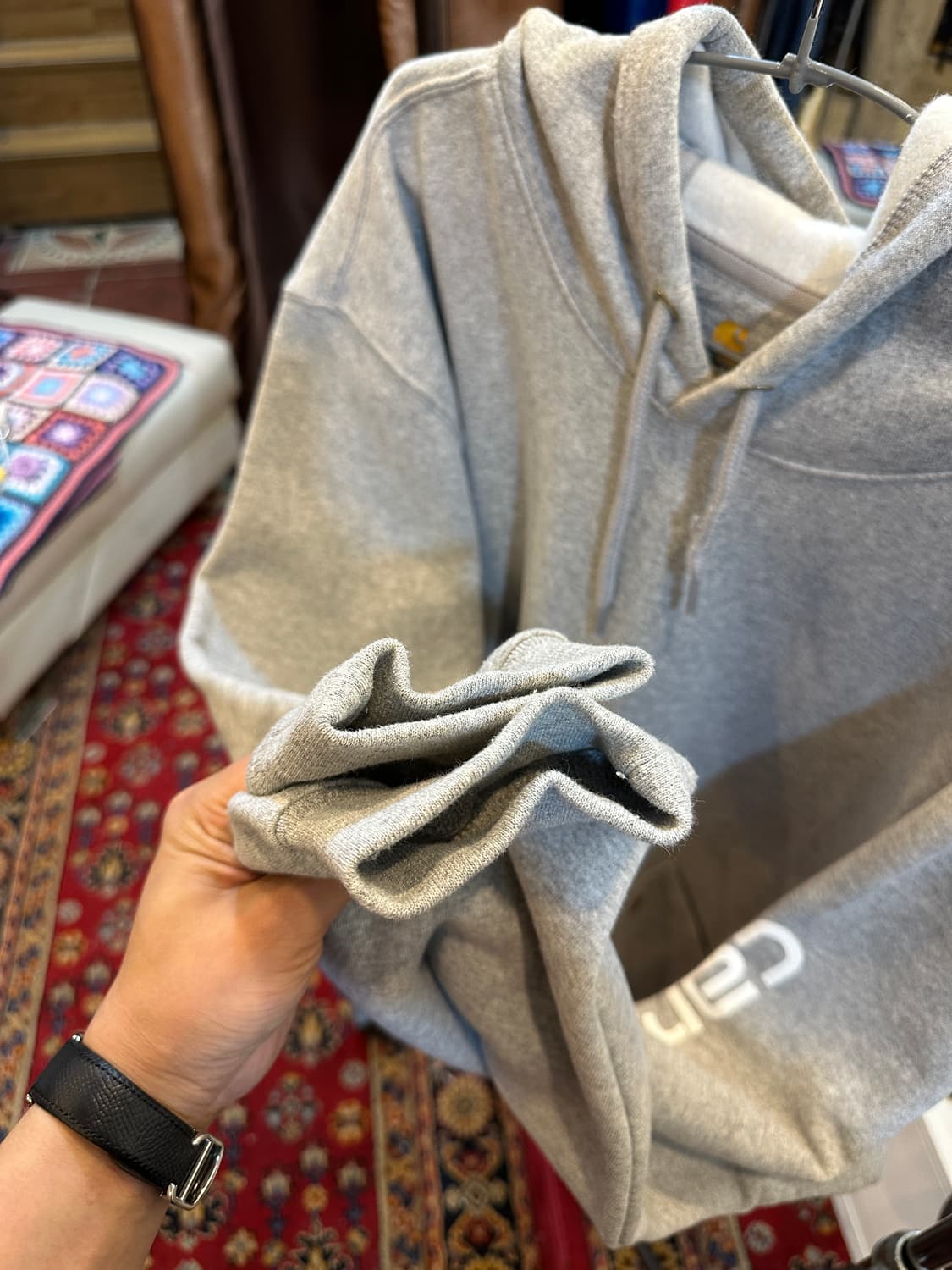 빅사이즈 칼하트 사이드 레터링 로고 후드티 그레이 2XL 상품이미지8