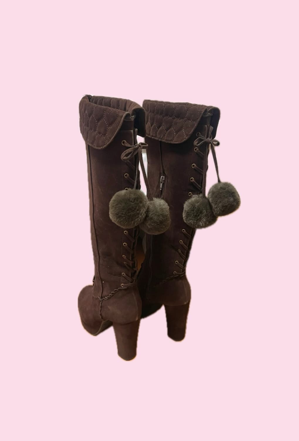 디어리 초코 브라운 폼폼 롱부츠 리즈리사 고전 라떼갸루  상품이미지1