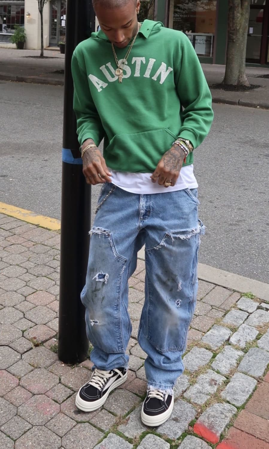 OG 칼하트 데님 빈티지 더블니 팬츠 상품이미지4