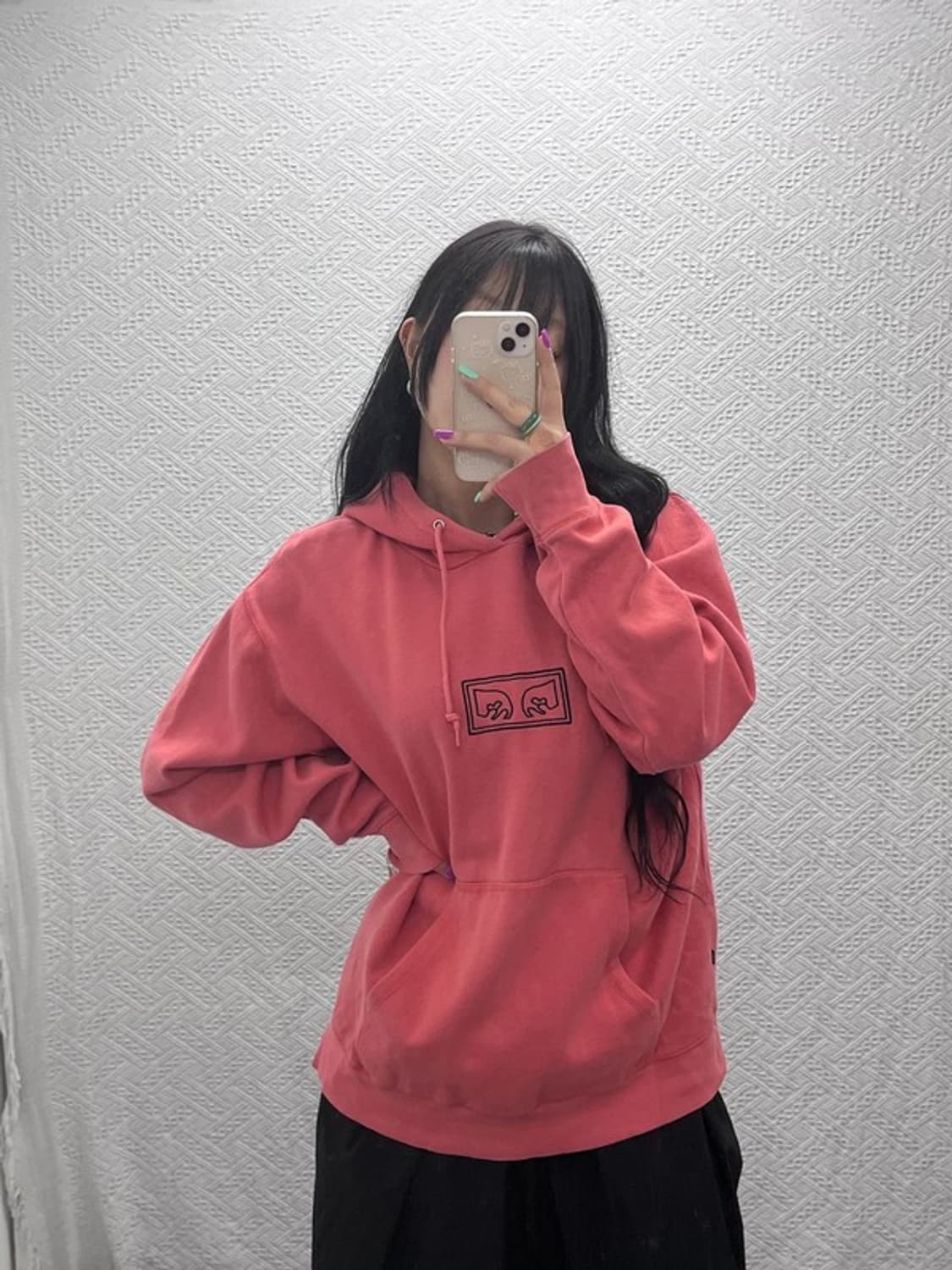 오베이 캐주얼 오버핏 약기모 후드티 L C07321 상품이미지2