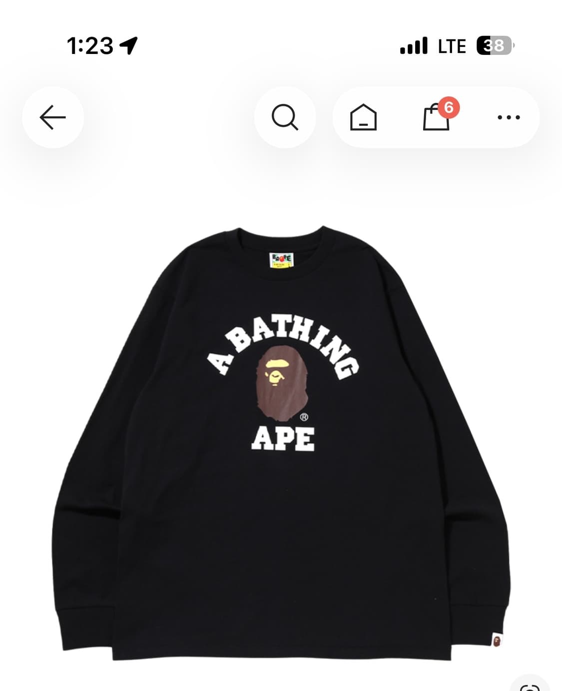 베이프 컬리지 롱슬리브 티셔츠 새상품 상품이미지1