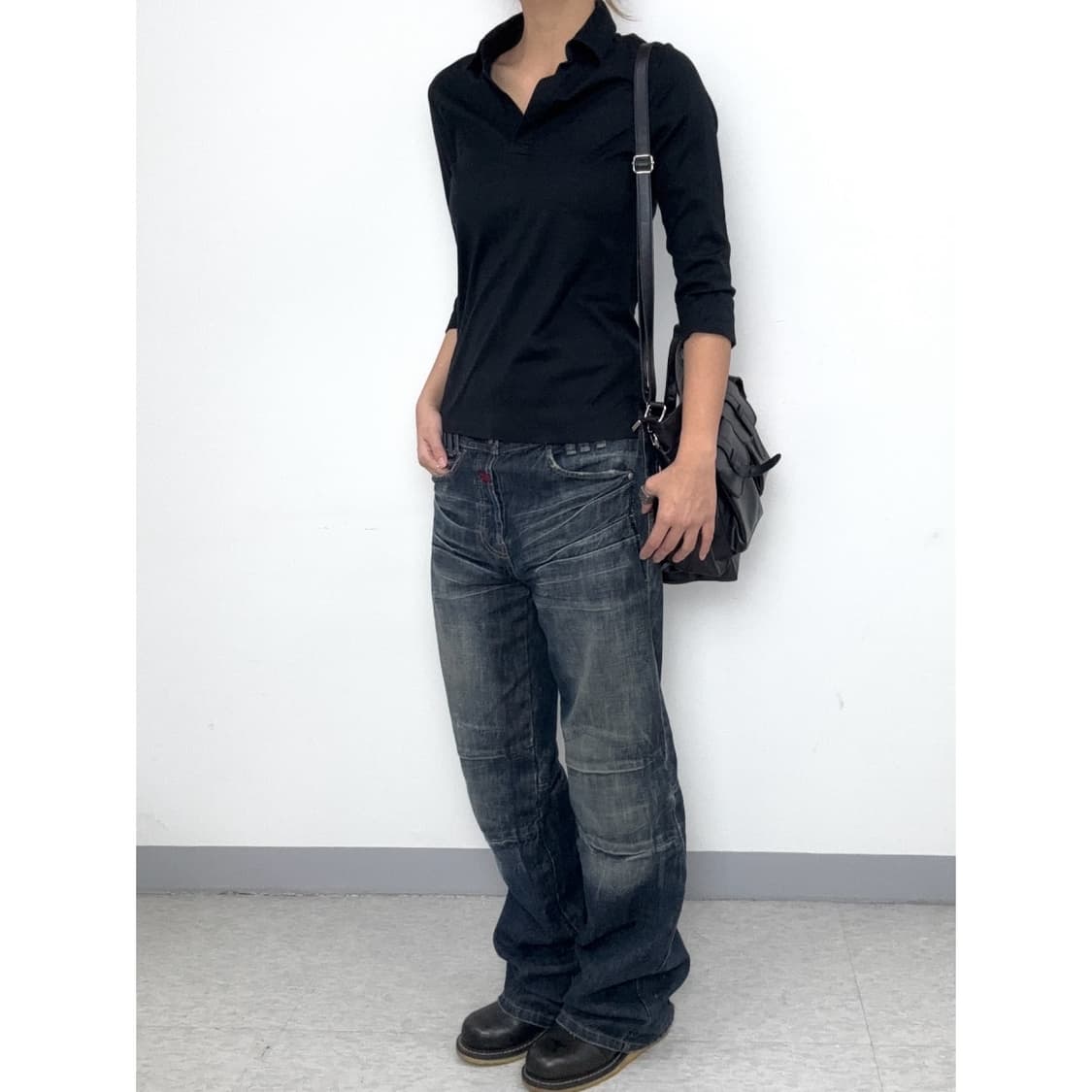 빈티지 블랙 폴로셔츠 상품이미지2