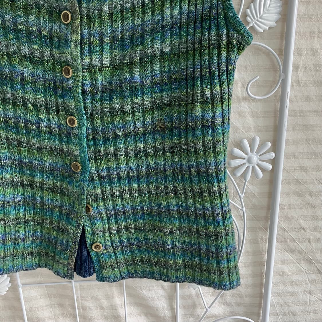 빈티지 그린 네이비 니트 조끼 915 y2k 스트릿 모리 갸루 일본빈티지 상품이미지3