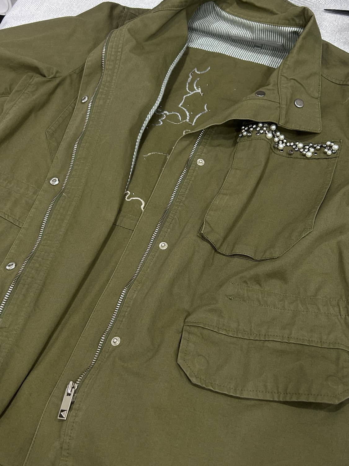 [55] 지컷 프린팅 카키 야상 점퍼 여성 55 상품이미지9