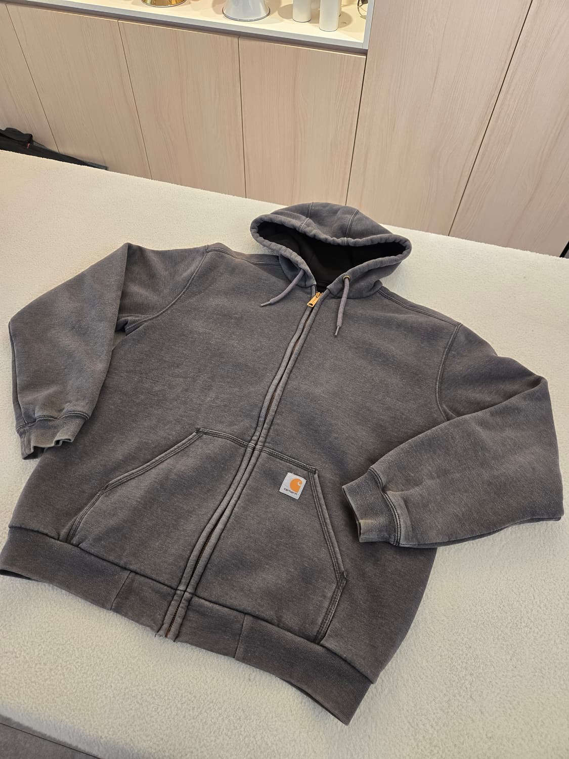 칼하트 맛있게 익은 워싱 후드집업 그레이 "써멀 후드집" M 상품이미지1