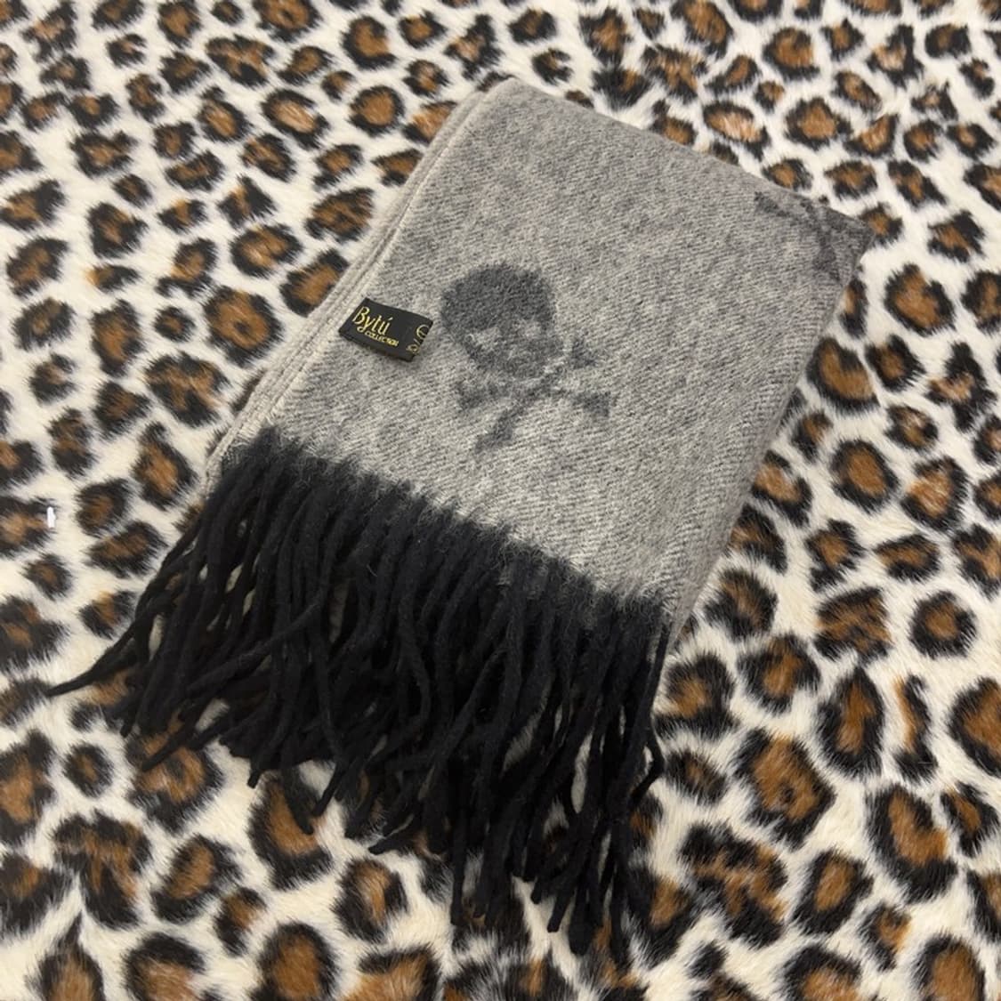 BYTU 스트릿 펑크 고딕 스컬 울 목도리 C09037 상품이미지3