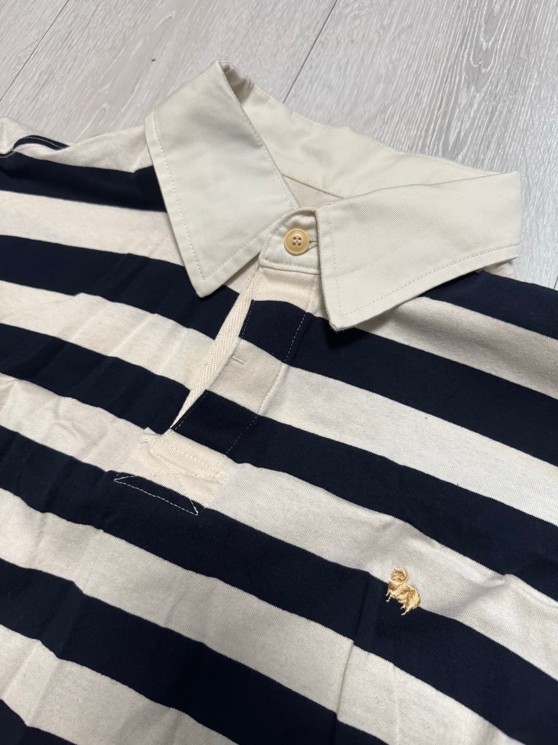 바스통 스트라이프 럭비 폴로 티셔츠 아이보리/네이비 L 상품이미지2