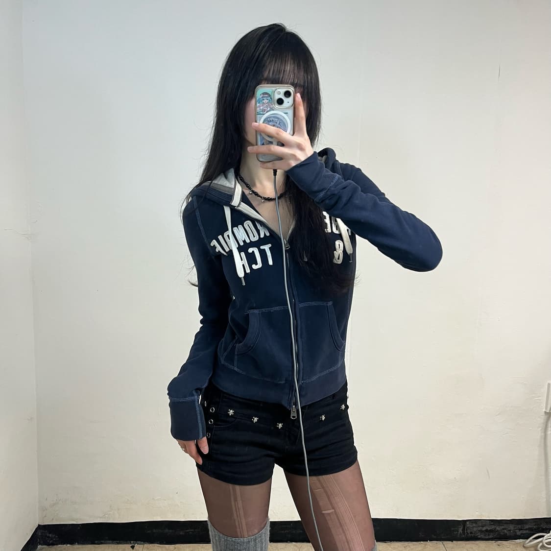 Abercrombie navy two-way hoodie zip-up 상품이미지2
