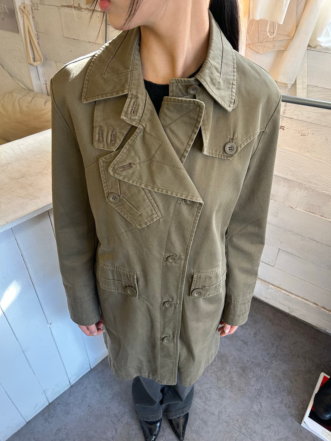 SEE BY CHLOÉ 사선 단추 디테일 코트 상품이미지1