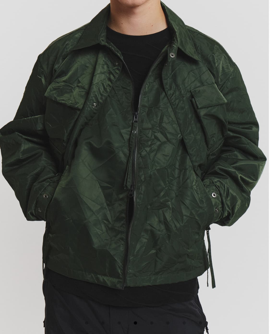 새상품)언어펙티드 레이어드 피셔맨 점퍼 모스그린 상품이미지4