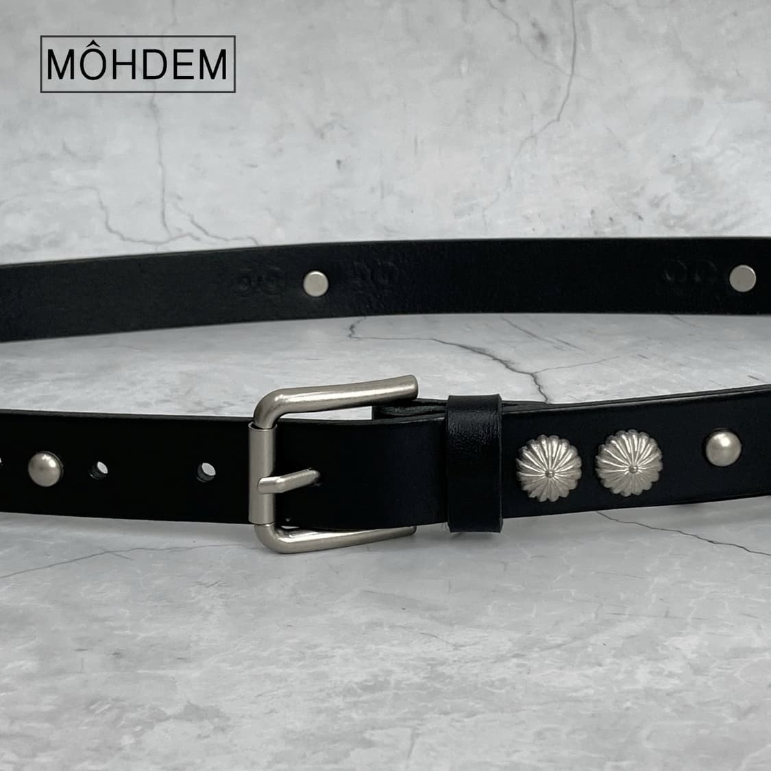 [Unisex] 플라워 스터드 웨스턴 가죽벨트 상품이미지5