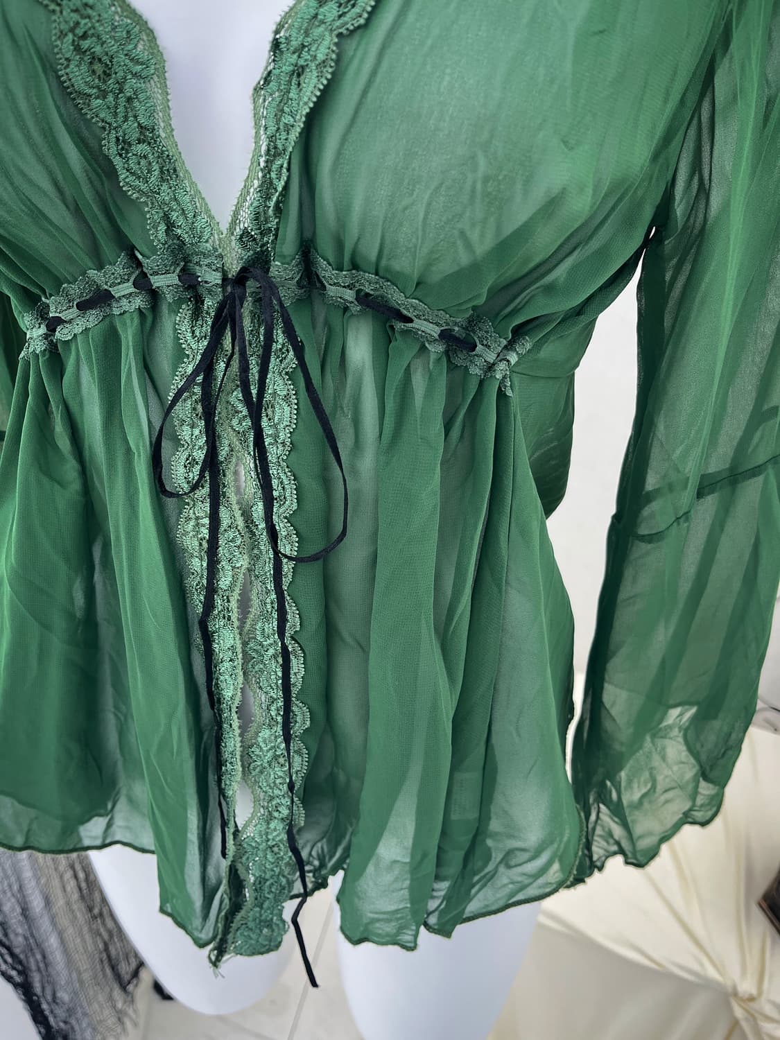 그린 레이스 블라우스 상품이미지3