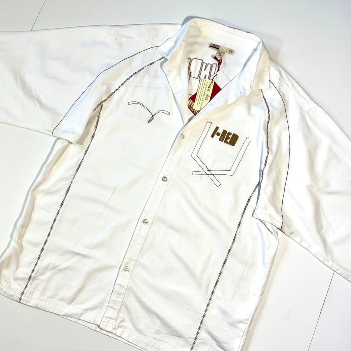 인디고 레드 오버핏 화이트 반팔셔츠 2XL 상품이미지4