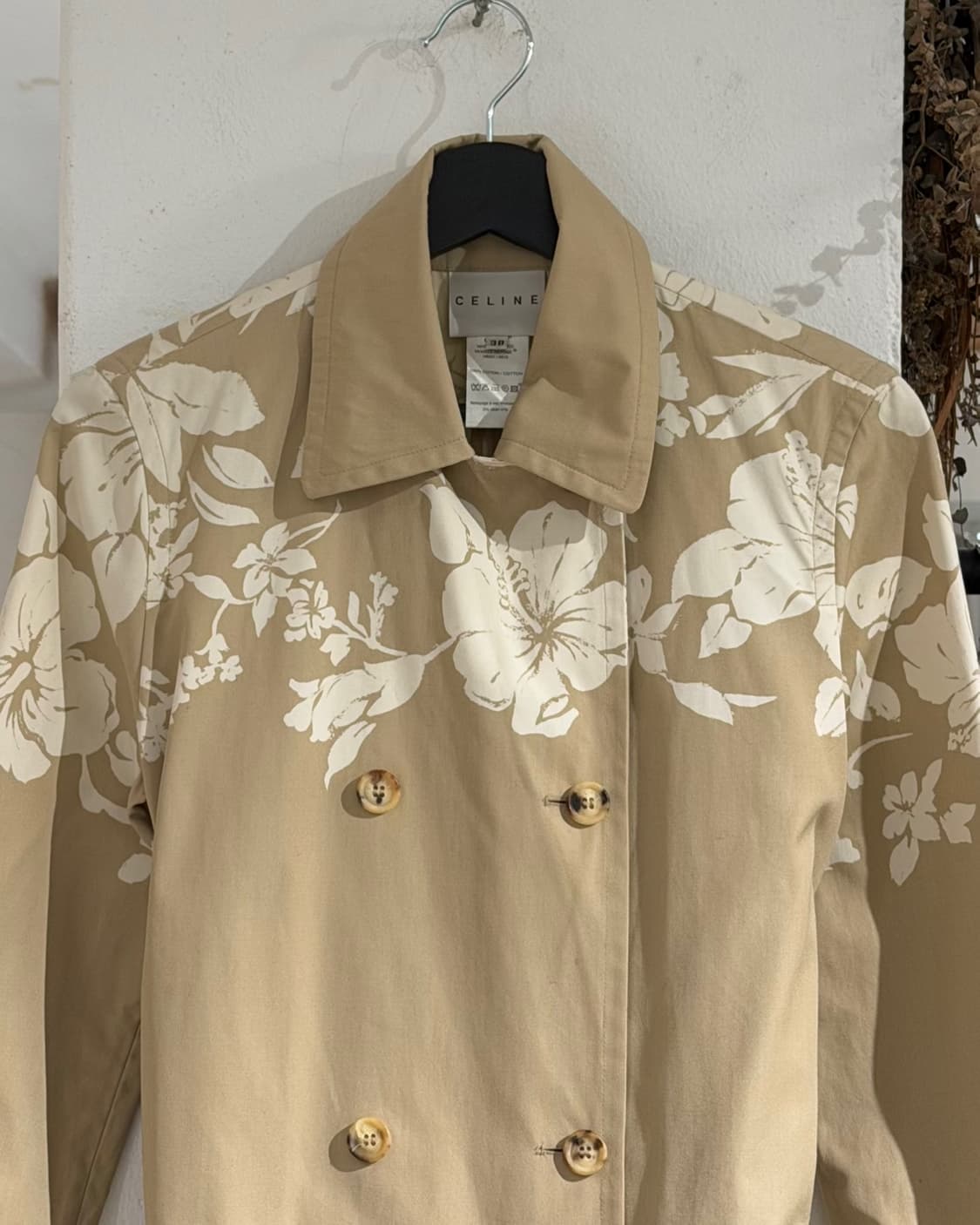셀린느 베이지 플라워 프린트 트렌치코트 상품이미지4
