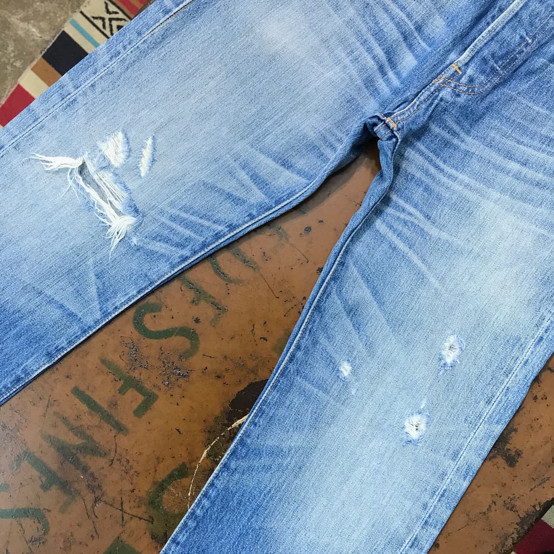 리바이스 501 연청 데미지 데님 팬츠 청바지 허리 27 28 사이즈 상품이미지5