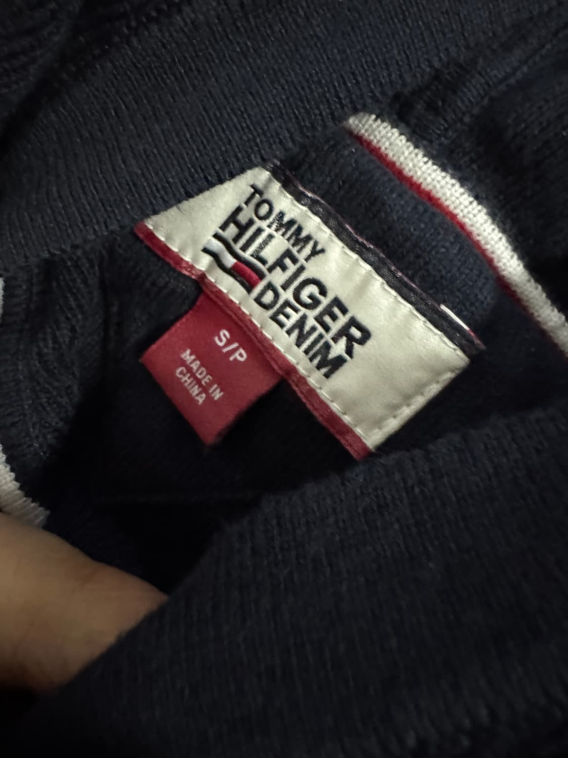 여성 타미힐피거 컬러블록 스판 코튼 니트 크롭 후드티 Xs 상품이미지3