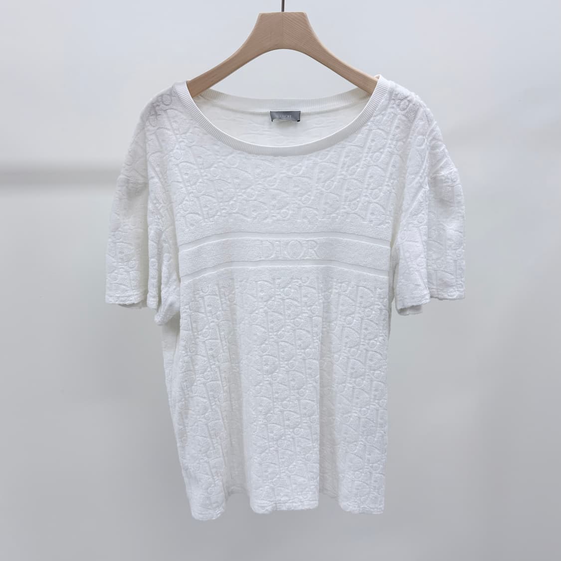 [B급/L] 디올 오블리크 테리 코튼 반팔 니트 화이트 상품이미지1