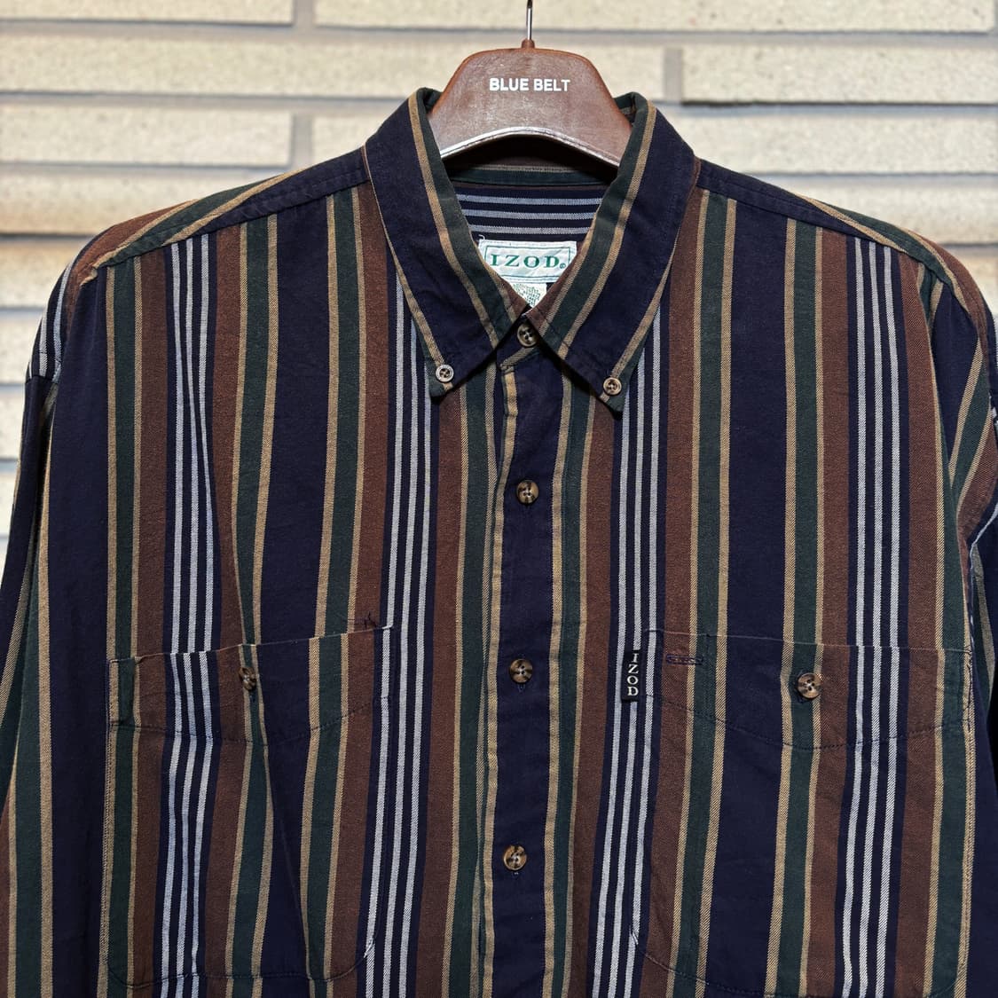 IZOD 아이조드 코튼 워시드 멀티라인 스트라이프 셔츠 3라인 디테일 상품이미지4