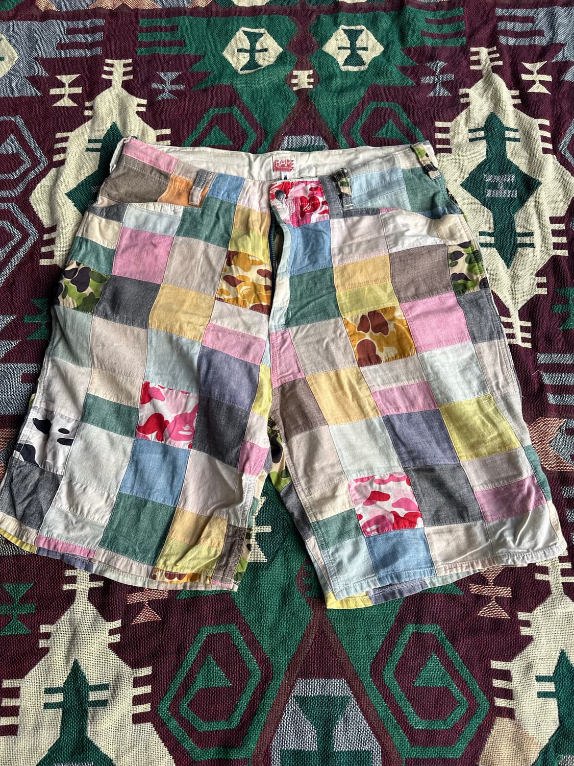 베이프 카모 패치워크 팬츠 M size 상품이미지1