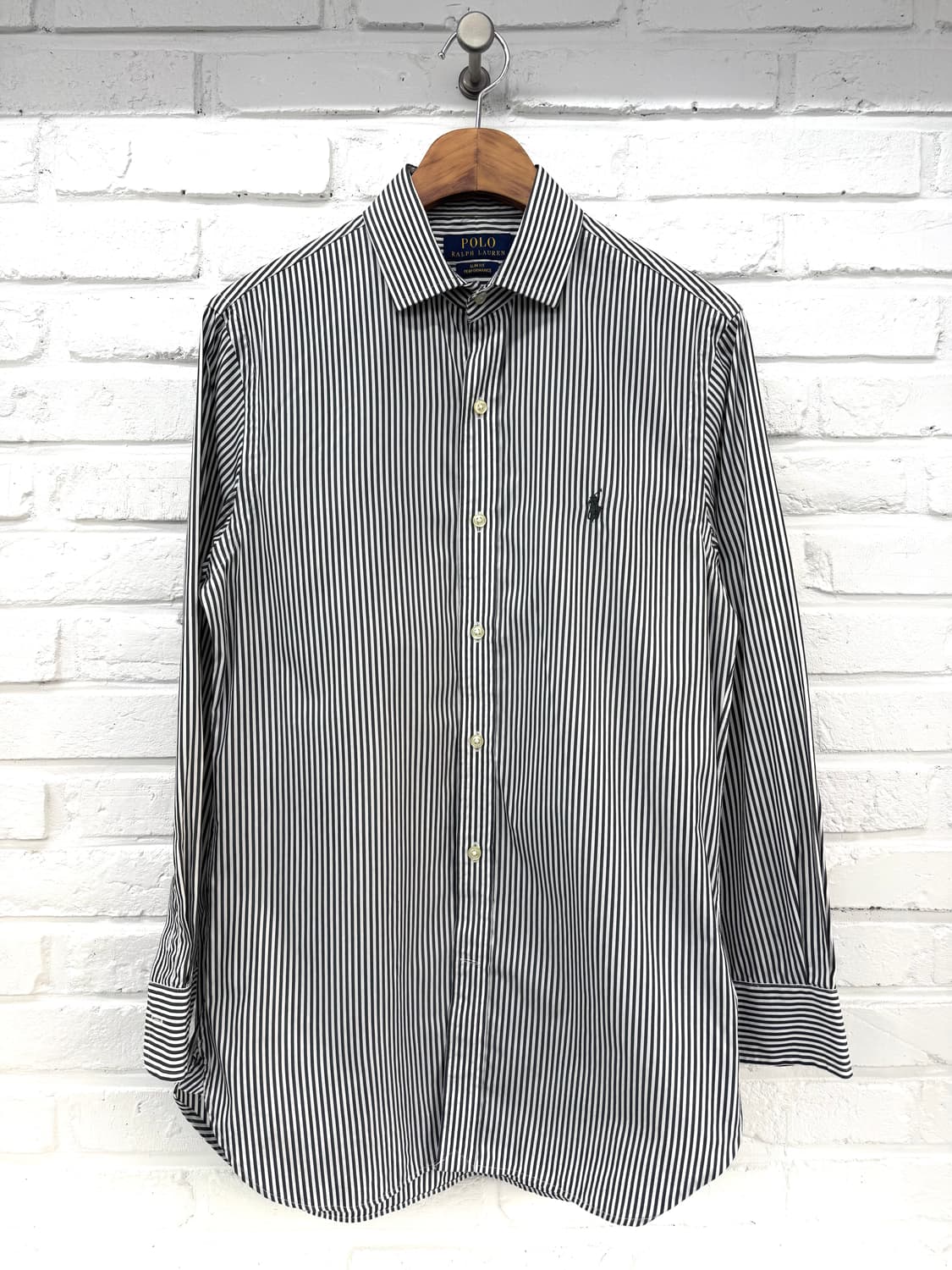 폴로 블랙화이트 스트라이프 슬림핏 셔츠 상품이미지3