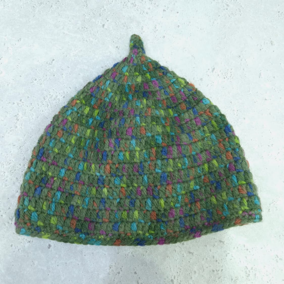 핸드메이드 뜨개 그린 멀티컬러 요정모자 비니 상품이미지2